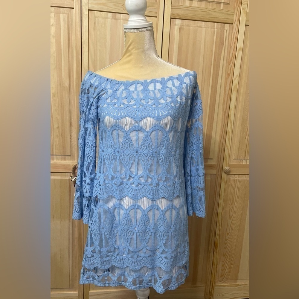 T9.  TOP STITCH LACE DRESS LG
